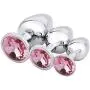 Akstore 3 Pcs Luxury Jewelry Design Fetish Stainless Steel Anal Butt Plug Fantasy Sex Restraints Bondage SM Large+Medium+Small Anal Stimulation Toy for Unisex Masturbation with Penis Condom(Pink)