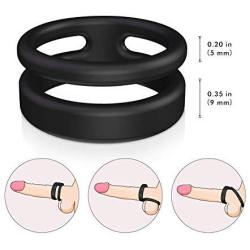 Silicone Dual Penis Ring, Premium Stretchy Longer Harder Stronger Erection Cock Ring Erection Enhancing Sex Toy for Man or Couples Play