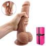 8.4 Inch Realistic Dildo Ultra-Soft Dildo for Beginners with Flared Suction Cup Base for Hands-Free Play, Flexible Dildo with Curved Shaft and Balls for Vaginal G-spot and Anal Play