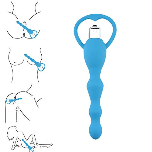 Wireless Handheld Vibrating Massage Magic Wand Anales Trainer Massage Toy， Vib Anales Beads Silicone Trainer Fun Toys for Beginners and Advanced Users Blue by Luseeo