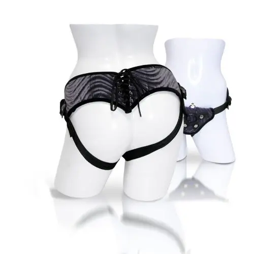 SPORTSHEETS - Vibrating Corsette Strap-On for Adult Play (Black) SPORTSHEETS - Vibrating Corsette Strap-On for Adult Play (Black)