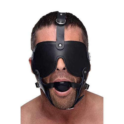 Strict Leather Black Gag and Blindfold Head Harness