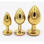 NewMaxer 3PCS Golden Stainless Steel Metal Anal Plug Diamonds Metal Plated Jeweled Sexy Anal Stopper