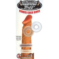 Nasstoys Mack Tuff Ribbed Cock Rings, Clear/Smoke