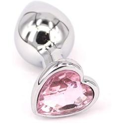 Eastern Delights Heavy Accented Aluminum Anal Trainer Butt Plug, Heart Gem