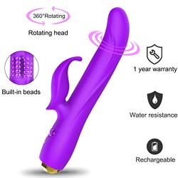 UTIMI G Spot Rabbit Vibrator Sex Toys for Women with Rotating Beads Dildo Clitoral Stimulator with 10 Vibration Modes