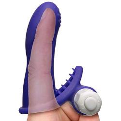 Doc Johnson Mood - Euphoric Smooth - Silicone Finger Sleeve with 10 Function Vibrating Bullet Clit Stimulator - Purple