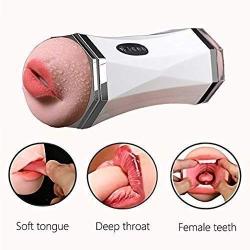 Lovely and Exercise Realistic Male Aír-cräft Cup White T-Shirt Six Toys Men 2 in 1 Vibrǎtion Deep Throat Realistic Oral Súcking Daily Waterproof Frequency Conversion Vibration-Somatosensory Interactio