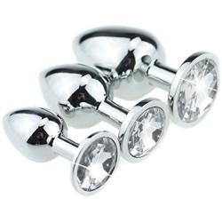 Wilhunter® 3 Pcs Super Quality Stainless Steel Anal Butt Plug Plated 3D Acrylic Diamond Jewelry (Diamond)