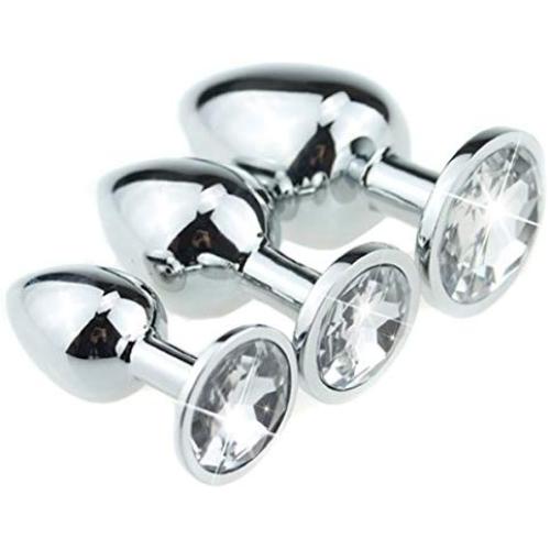 Wilhunter® 3 Pcs Super Quality Stainless Steel Anal Butt Plug Plated 3D Acrylic Diamond Jewelry (Diamond)