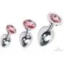 Metal Butt Plug Set with Pink Jewel End Small + Medium + Large Buttplug set. Anal plug set. Metal Butt Plug Set with Pink Jewel End Small + Medium + Large Buttplug set. Anal plug set.
