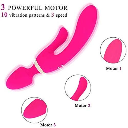 jujuind Wireless Magic Handheld Massager - 10 Kinds of Vibration Frequency - Waterproof - Ultra-Quiet - USB Magnetic Charging - is a Good Helper for Travel (ET-Rose red)