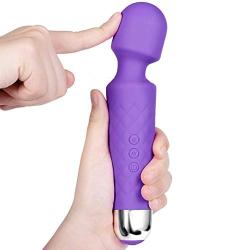 Wand Massager Vibration Wireless Waterproof Portable Rechargeable Massager, 8 Kinds of Powerful Frequency 20 Modes, Muscle Relaxation Body Treatment（Purple）