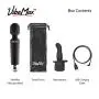 VibeMax Personal Wand Massager + Attachment: Wireless & Waterproof - Handheld - Rechargeable - Powerful Multi Speed Vibration - Whisper Quiet - Cordless - Mini - Black
