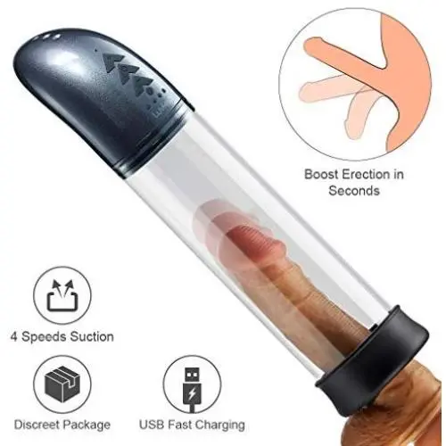 NNUIBY Vacuum Pump Enlargement Extender with 4 Modes of Suction Silicone Cock Ring, USB Rechargeable NNUIBY Vacuum Pump Enlargement Extender with 4 Modes of Suction Silicone Cock Ring, USB Rechargeable