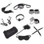 kanersty 10Pcs Faux Leather Leopard Police Handcuffs Bondage Kit Bundled Binding Sex Set
