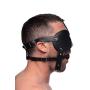 Strict Leather Black Gag and Blindfold Head Harness