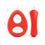 Lesige Dual Loops Cock Ring Stimulation Penis Ring, Super Soft Stretching Silicone Love Ring Sex Toy for Men and Couple Pleasure (Red)