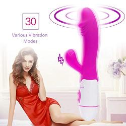 Rabbit G spot Vibrator-Waterproof Tongue Dildo Vibrators Vagina Clitoris Stimulation with 30 Vibration Modes Dual Motor Anal Sex Toys for Women