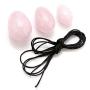 PESOENTH 4Pcs Set Jade Yoni Eggs Massage Stick,3 Pcs Drilled Natural Rose Quartz Crystal Jade Eggs Massage Stone + 1 Pcs Guasha Scraping Massage Tool for Women Kegel Exercise Train Pelvic Muscles