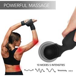 Mini Wand Massager, Fovel Wireless Cordless Portable Small Size Handheld Powerful Massage for Back Neck Shoulder 5 Vibrations & 5 Intensities Silent Waterproof USB Chargeable,Black Engin