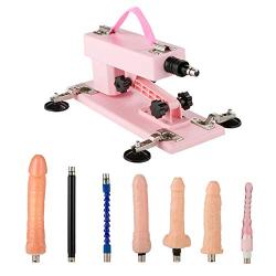 Y-Not Automatic Love Sex Machine Gun Sex Toys Masturbation for Women and Men Fast Pumping and Thrusting Multispeed Telescopic Free Dildo Retractable with 7 Attachments Pink