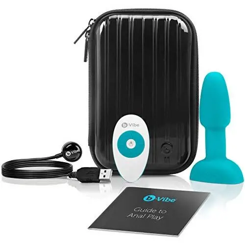 B-VIBE - Rimming Plug Petite - Beginner Vibrating and Rotating Butt Plug ( 3.9” x 1.4” - Teal )
