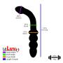 LeLuv Dildo 7.5 inch Bent Pink Glass Wand G-Spot Beads Bundle with Premium Padded Pouch