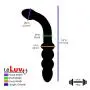 LeLuv Dildo 7.5 inch Bent Pink Glass Wand G-Spot Beads Bundle with Premium Padded Pouch