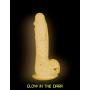 Pure Love 7.5 Inch Silicone Dildo with Suction Cup, Glow in The Dark Pink Dong, Adult Sex Toy, Marble Pattern, Full Silicone Harness Compatible
