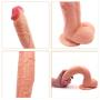 Hehelen 12 Inch Waterproof Silicone Big Realistic Double Deildo with S-uction Cup for Women Men Beginners