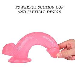 GGS-LY 8 Inch Pink Ðíldɔ Real Feel Soft Toy with Strong Base Women