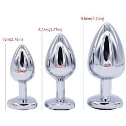 YiFeng 3 Pieces Steel Jewel Butt Play Plug Heart Stand Design Sex Toys for Adults Red