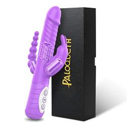 Rabbit Vibrator with 3 Strong Motors 3x7 Vibration Rotation Modes for G-Spot Clitoris Anal Triple Intense Stimulation, PALOQUETH Waterproof 360° Rotating Bunny Vibrator Clit Stimulator for Women