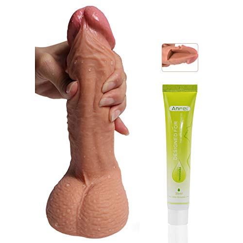 ANFEI Hyper Realistic Dildos, FDA Approved Dual Density Liquid Silicone Adult Toys 9 Inch G-Spot Premium Penis Dong with Suction Cup, Sex Toy for Female Masturbation