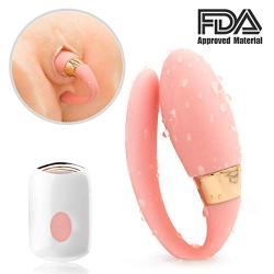 Wireless Remote Control Rechargeable Mini Finger Massager with Strong Patterns Handsfree USB Waterproof Massager Wand (U Shape)(Pink)