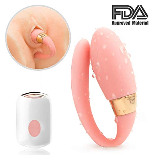 Wireless Remote Control Rechargeable Mini Finger Massager with Strong Patterns Handsfree USB Waterproof Massager Wand (U Shape)(Pink)