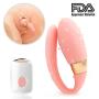 Wireless Remote Control Rechargeable Mini Finger Massager with Strong Patterns Handsfree USB Waterproof Massager Wand (U Shape)(Pink)