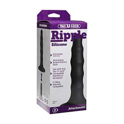 Doc Johnson Vac-U-Lock - Ripple - Silicone - 6.5 in. Long and 1.5 in. Wide - F-Machine, O-Ring Harness, and Vac-U-Lock Harness Compatible Silicone Dildo, Black