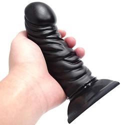 Picdd Silicone 6.3in Lifelike Huge Women Personal Relax Massager Material for Female Beginner Personal Body (Color : Black)