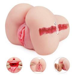 Pussy Ass Male Masturbator with Built-in Cock Ring - Adorime 3D Realistic Butt Anal Stroker and Virgin Vagina Love Doll Sex Toys for Men Masturbation with 2 Holes (4.06 pounds)