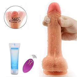 Realistic Dildo with 10 Strong Vibration 360°Swirling Motion for Women, PALOQUETH Dual Density Vibrating Vibrator with Wireless Remote Control Strong Suction Cup