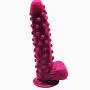 FAAK Silicone Bumpy Dildo G-Spot Novelties Female Masturbator Soft Flexible Adult Toy Cock with Suction Base Waterproof (Pink)