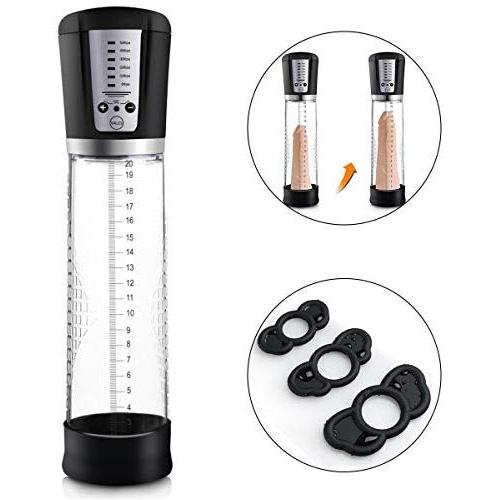 Electric Penis Pump Enlargement Vacuum Pump with 3 Penis Rings Automatic Rechargeable Male Enhancement Training Device with 5 Pressure Settings to Increase Size and Strength