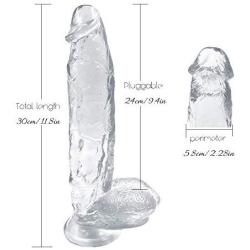 FEEYAA 12 inch Lifelike Realistic Dîldɔ Massager Women Soft Massage Tool FEEYAA (Color : Clear)