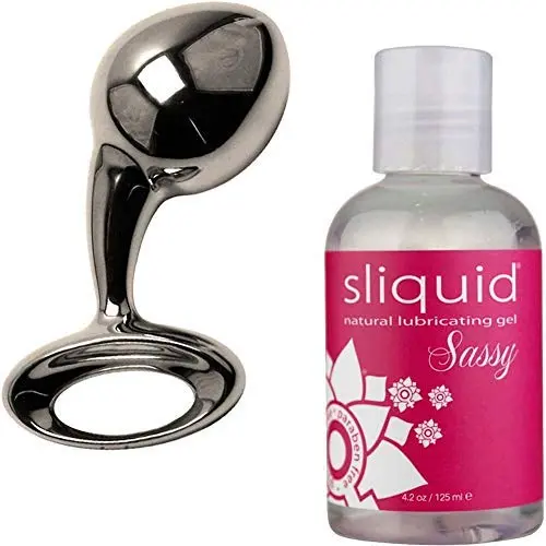 Njoy Pure Plug Large with Sliquid Sassy Anal Lube Njoy Pure Plug Large with Sliquid Sassy Anal Lube