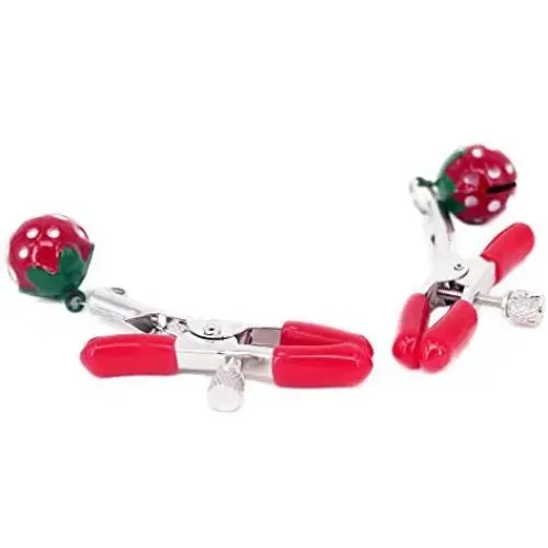 Eastern Delights Elite SM Screw Breast Nipple Clamps Vice, Strawberry Style Bell Eastern Delights Elite SM Screw Breast Nipple Clamps Vice, Strawberry Style Bell