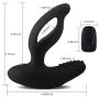 FUN-MATES Anal Plug Vibrator with Perineum Stimulation Cock Ring Plug Prostate Massager with Remote Control Adult Toys(Black)