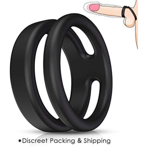 Silicone Dual Penis Ring, Premium Stretchy Longer Harder Stronger Erection Cock Ring Erection Enhancing Sex Toy for Man or Couples Play