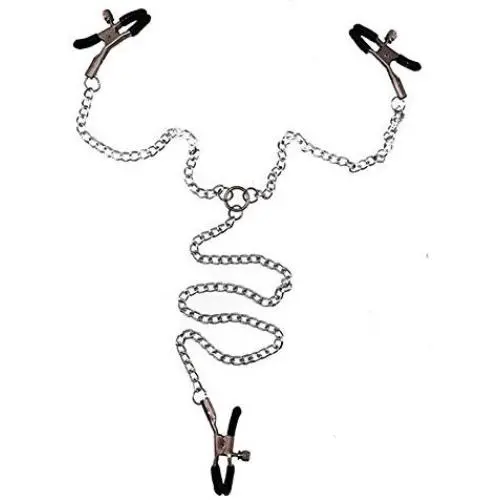 LoveSex Three Nipple Clamps Clit Clamps Set with Metal Chains three Nipple Clamps LoveSex Three Nipple Clamps Clit Clamps Set with Metal Chains three Nipple Clamps